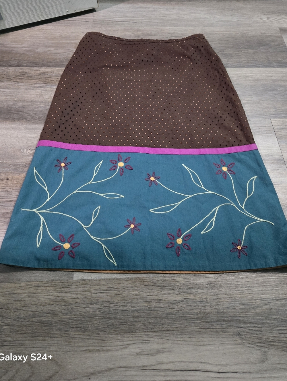 Vanessa Bruno Embroidered A-Line Cotton Skirt - Size 38 (US 6) - Made in France